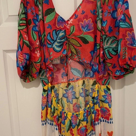 Johnny Was Red and Blue Floral Maxi Dress Brand New - Picture 7 of 8
